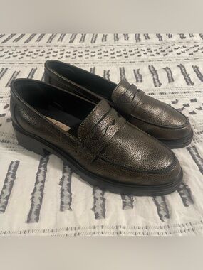 Anna Lucca Metallic Bronze Penny Loafers for Women